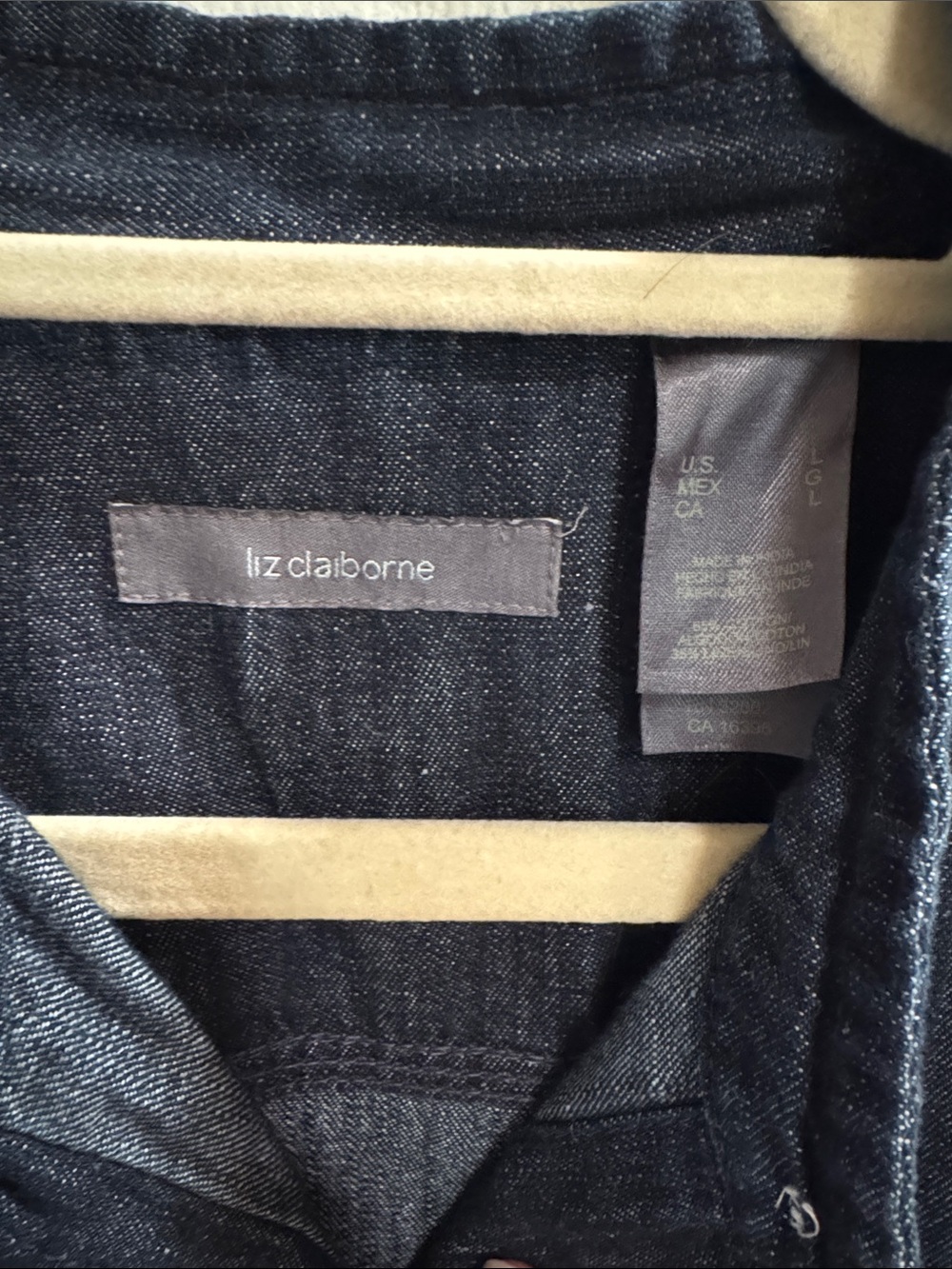 Liz Claiborne Dark Indigo Button-Front Denim Midi Dress with Tie - Picture 2 of 5